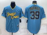 Milwaukee Brewers #39 Corbin Burnes Blue 2022 City Connect Cool Base Stitched Jersey