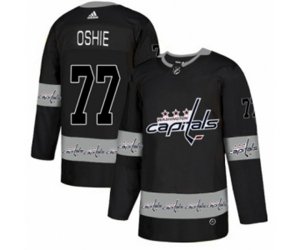 Washington Capitals #77 T.J. Oshie Authentic Black Team Logo Fashion NHL Jersey