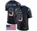 Detroit Lions #9 Matthew Stafford Limited Black Rush USA Flag Football Jersey