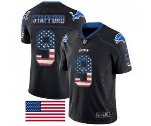 Detroit Lions #9 Matthew Stafford Limited Black Rush USA Flag Football Jersey