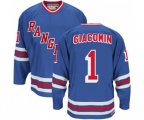 CCM New York Rangers #1 Eddie Giacomin Authentic Royal Blue Heroes of Hockey Alumni Throwback NHL Jersey