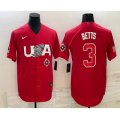 USA Baseball #3 Mookie Betts 2023 Red World Classic Stitched Jersey