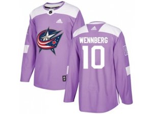 Columbus Blue Jackets #10 Alexander Wennberg Purple Authentic Fights Cancer Stitched NHL Jersey