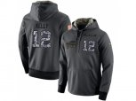 Buffalo Bills #12 Jim Kelly Stitched Black Anthracite Salute to Service Player Performance Hoodie