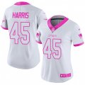 Women New England Patriots #45 David Harris Limited White Pink Rush Fashion NFL Jersey