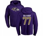 Baltimore Ravens #77 Bradley Bozeman Purple Name & Number Logo Pullover Hoodie