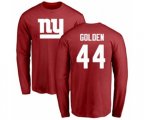 New York Giants #44 Markus Golden Red Name & Number Logo Long Sleeve T-Shirt