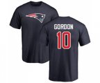 New England Patriots #10 Josh Gordon Navy Blue Name & Number Logo T-Shirt