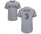 Texas Rangers #3 Russell Wilson Grey Road Flex Base Authentic Collection MLB Jersey