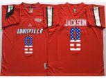 Louisville Cardinals #8 Lamar Jackson Red USA Flag College Jersey