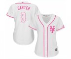 Women's New York Mets #8 Gary Carter Authentic White Fashion Cool Base Baseball Jersey