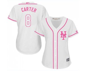 Women\'s New York Mets #8 Gary Carter Authentic White Fashion Cool Base Baseball Jersey