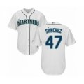 Seattle Mariners #47 Ricardo Sanchez Authentic White Home Cool Base Baseball Player Jersey