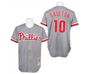 Philadelphia Phillies #10 Darren Daulton Authentic Grey Throwback Baseball Jersey