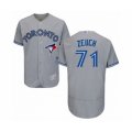 Toronto Blue Jays #71 T.J. Zeuch Grey Road Flex Base Authentic Collection Baseball Player Jersey
