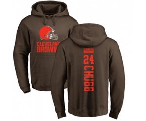Cleveland Browns #24 Nick Chubb Brown Backer Pullover Hoodie