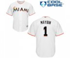 Miami Marlins #1 Cameron Maybin Replica White Home Cool Base Baseball Jersey