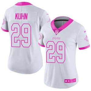 Women New Orleans Saints #29 John Kuhn Limited White Pink Rush Fashion NFL Jersey