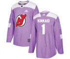 New Jersey Devils #1 Keith Kinkaid Authentic Purple Fights Cancer Practice Hockey Jersey