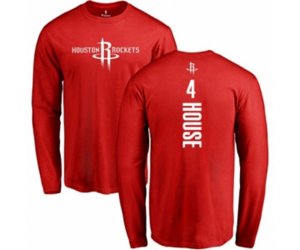 Houston Rockets #4 Danuel House Red Backer Long Sleeve T-Shirt