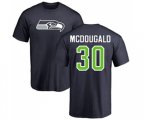 Seattle Seahawks #30 Bradley McDougald Navy Blue Name & Number Logo T-Shirt