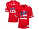 2016 US Flag Fashion-Men's Wisconsin Badgers Russell Wilson #16 College Football Jersey - Red