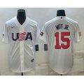 USA Baseball #15 Bobby Witt Jr Number 2023 White World Baseball Classic Replica Stitched Jersey2