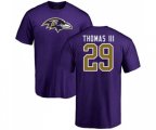 Baltimore Ravens #29 Earl Thomas III Purple Name & Number Logo T-Shirt