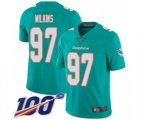 Miami Dolphins #97 Christian Wilkins Aqua Green Team Color Vapor Untouchable Limited Player 100th Season Football Jersey