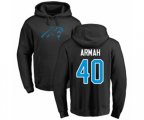 Carolina Panthers #40 Alex Armah Black Name & Number Logo Pullover Hoodie