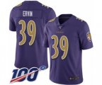Baltimore Ravens #39 Tyler Ervin Limited Purple Rush Vapor Untouchable 100th Season Football Jersey