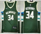 Milwaukee Bucks #34 Giannis Antetokounmpo 75th Anniversary Diamond Green 2021 Stitched Jersey