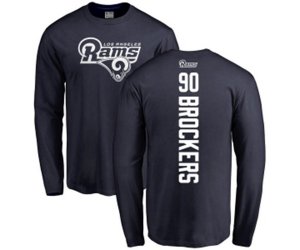 Los Angeles Rams #90 Michael Brockers Navy Blue Backer Long Sleeve T-Shirt