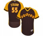 San Diego Padres #55 Matt Strahm Brown Alternate Cooperstown Authentic Collection Flex Base Baseball Jersey