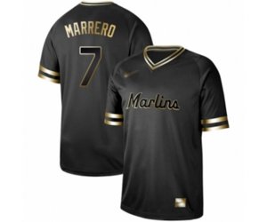 Miami Marlins #7 Deven Marrero Authentic Black Gold Fashion Baseball Jersey