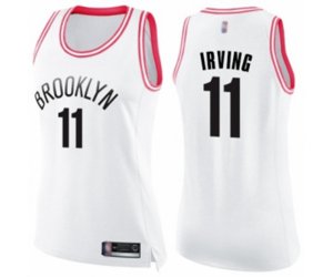 Women\'s Brooklyn Nets #11 Kyrie Irving Swingman White Pink Fashion Basketball Jersey