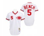 Cincinnati Reds #5 Johnny Bench Replica White Throwback Baseball Jersey