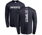 New England Patriots #56 Andre Tippett Navy Blue Backer Long Sleeve T-Shirt