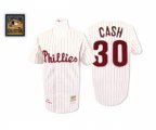 Philadelphia Phillies #30 Dave Cash Replica White Red Strip Throwback Baseball Jersey