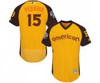 Boston Red Sox #15 Dustin Pedroia Yellow 2016 All-Star American League BP Authentic Collection Flex Base Baseball Jersey