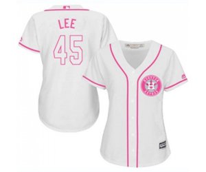 Women\'s Houston Astros #45 Carlos Lee Authentic White Fashion Cool Base Baseball Jersey