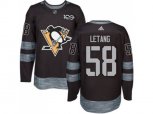 Pittsburgh Penguins #58 Kris Letang Black 1917-2017 100th Anniversary Stitched NHL Jersey
