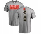 Cleveland Browns #24 Nick Chubb Ash Backer T-Shirt