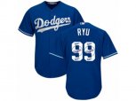 Los Angeles Dodgers #99 Hyun-Jin Ryu Authentic Royal Blue Team Logo Fashion Cool Base MLB Jersey