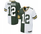Green Bay Packers #12 Aaron Rodgers Elite Green White Split Fashion Football Jersey