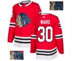 Chicago Blackhawks #30 Cam Ward Authentic Red Fashion Gold NHL Jersey