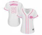 Women's Cincinnati Reds #21 Reggie Sanders Replica White Fashion Cool Base Baseball Jersey