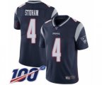 New England Patriots #4 Jarrett Stidham Navy Blue Team Color Vapor Untouchable Limited Player 100th Season Football Jersey