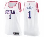 Women's Philadelphia 76ers #1 Mike Scott Swingman White Pink Fashion Basketball Jersey