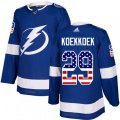 Tampa Bay Lightning #29 Slater Koekkoek Authentic Blue USA Flag Fashion NHL Jersey